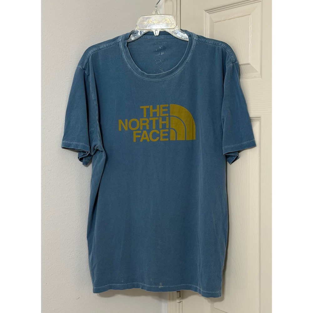 The North Face Mens sz L Graphic Tee Blue Half Dome Logo Short Sleeve Shirt